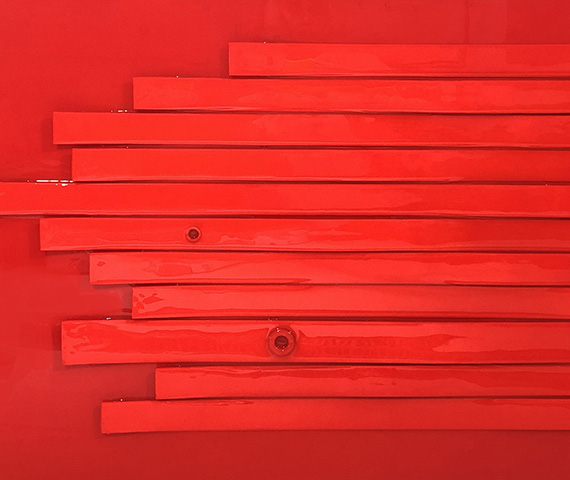 ARTMIX Mauricio Morillas Red Strips 24x48 inches mixed media with acrylic and resin 2022