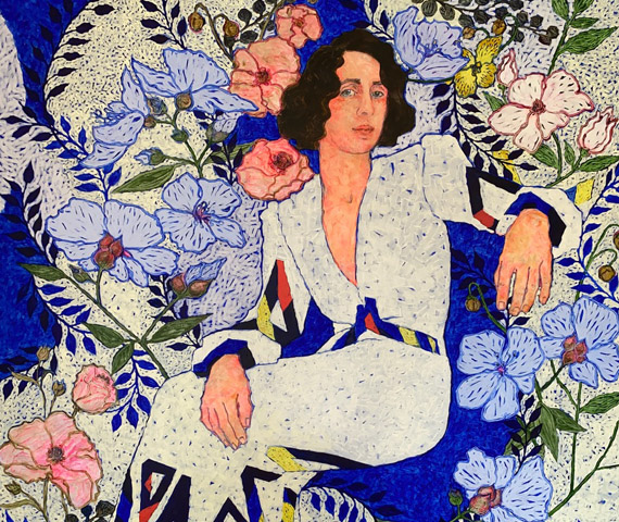 Rebecca Hossack Art GalleryNikoleta Sekulovic Vita Sackville West 2023 oil stick graphite and acrylic on canvas 72 1 2 in x 55 7 8 Rebecca Hossack Art Gallery